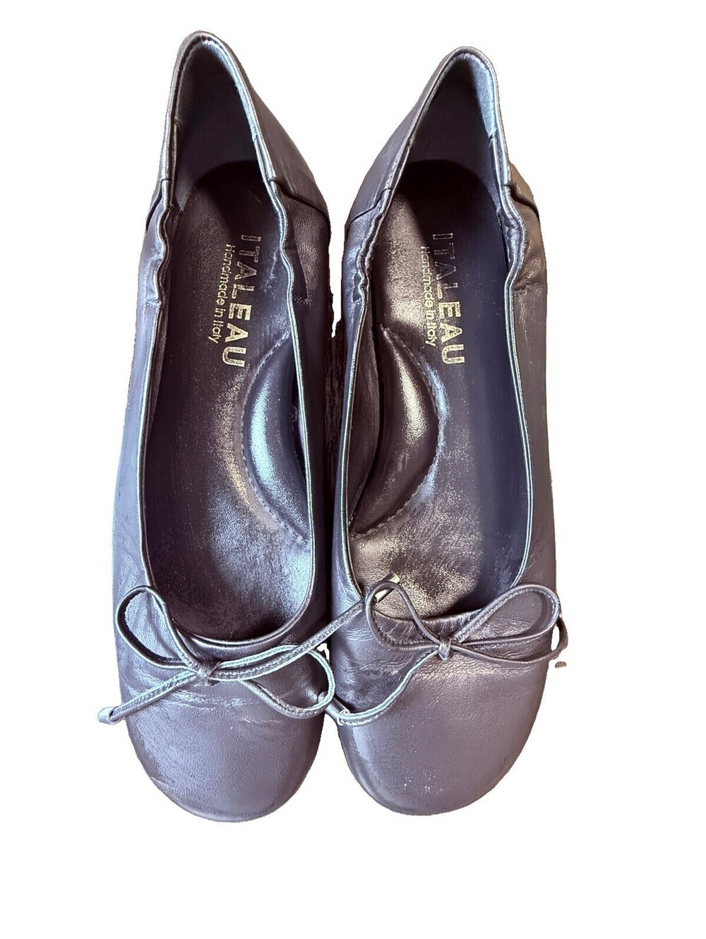 Italeau Mara FlexNP Jet Black Leather Ballet Flats EU 37 US 7 Italy